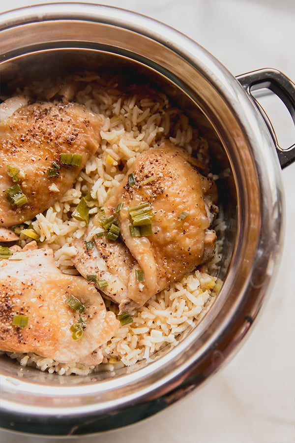 The rice cooker chicken after cooking.