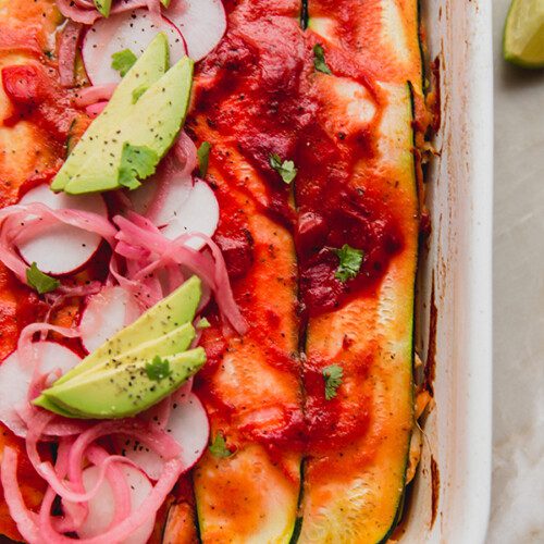 Low Carb Zucchini Chicken Enchilada Casserole (Paleo, AIP, Whole30