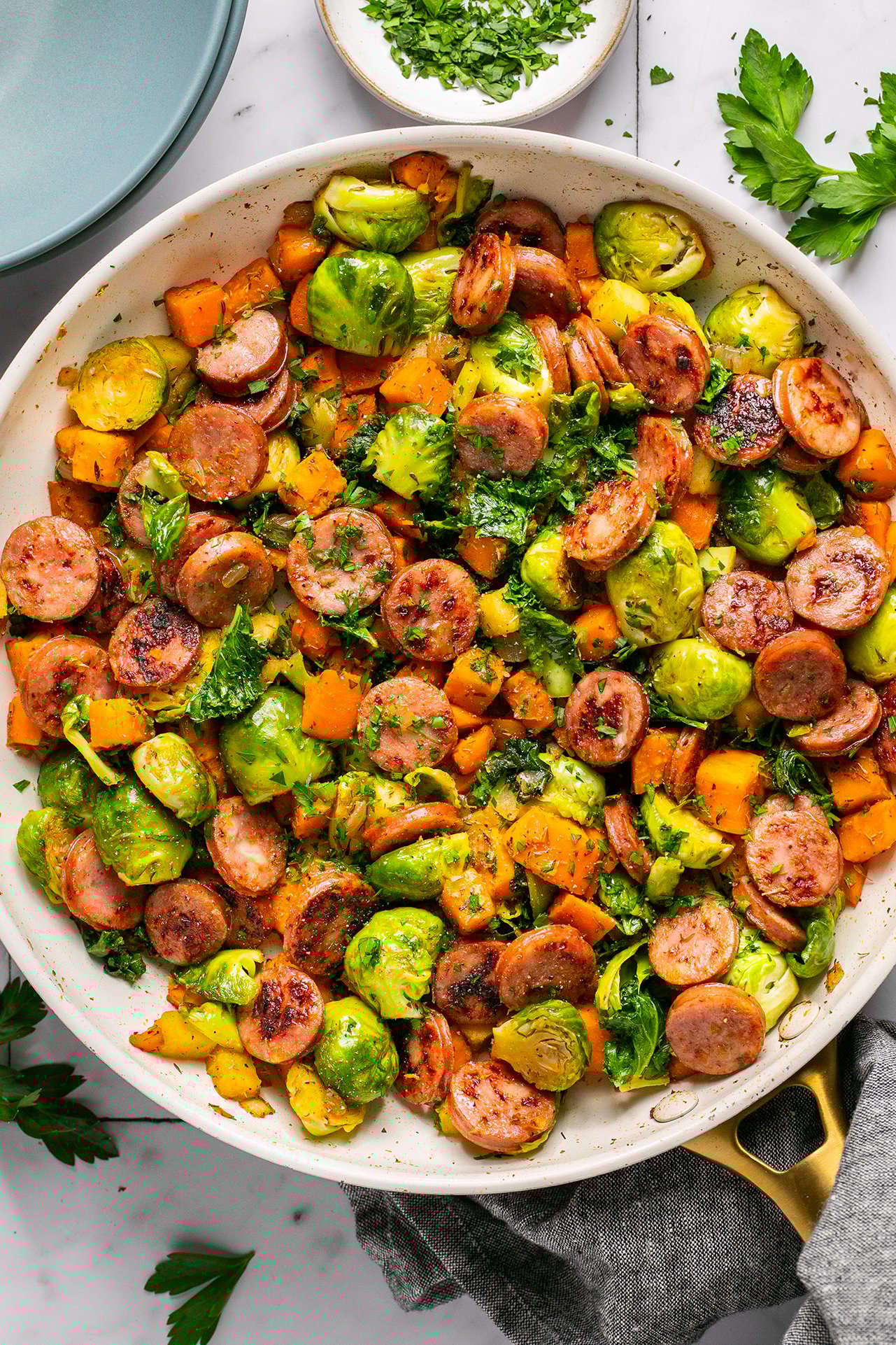 Apple Chicken Sausage skillet in a large pan.