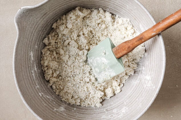 Dry ingredients with the palm shortening and olive oil added. 