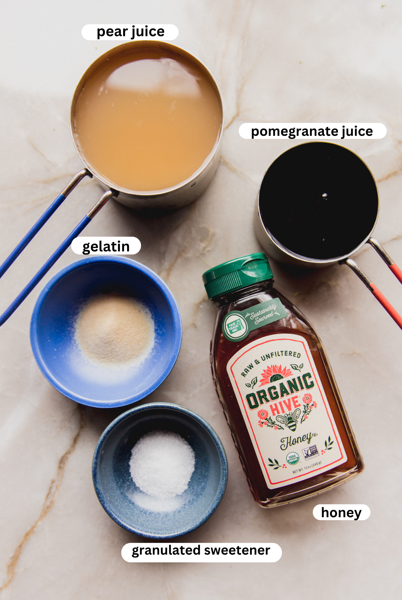 Gumdrop ingredients laid out in separate bowls. 