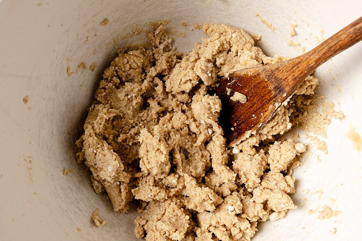 The snickerdoodle cookie dough after being mixed