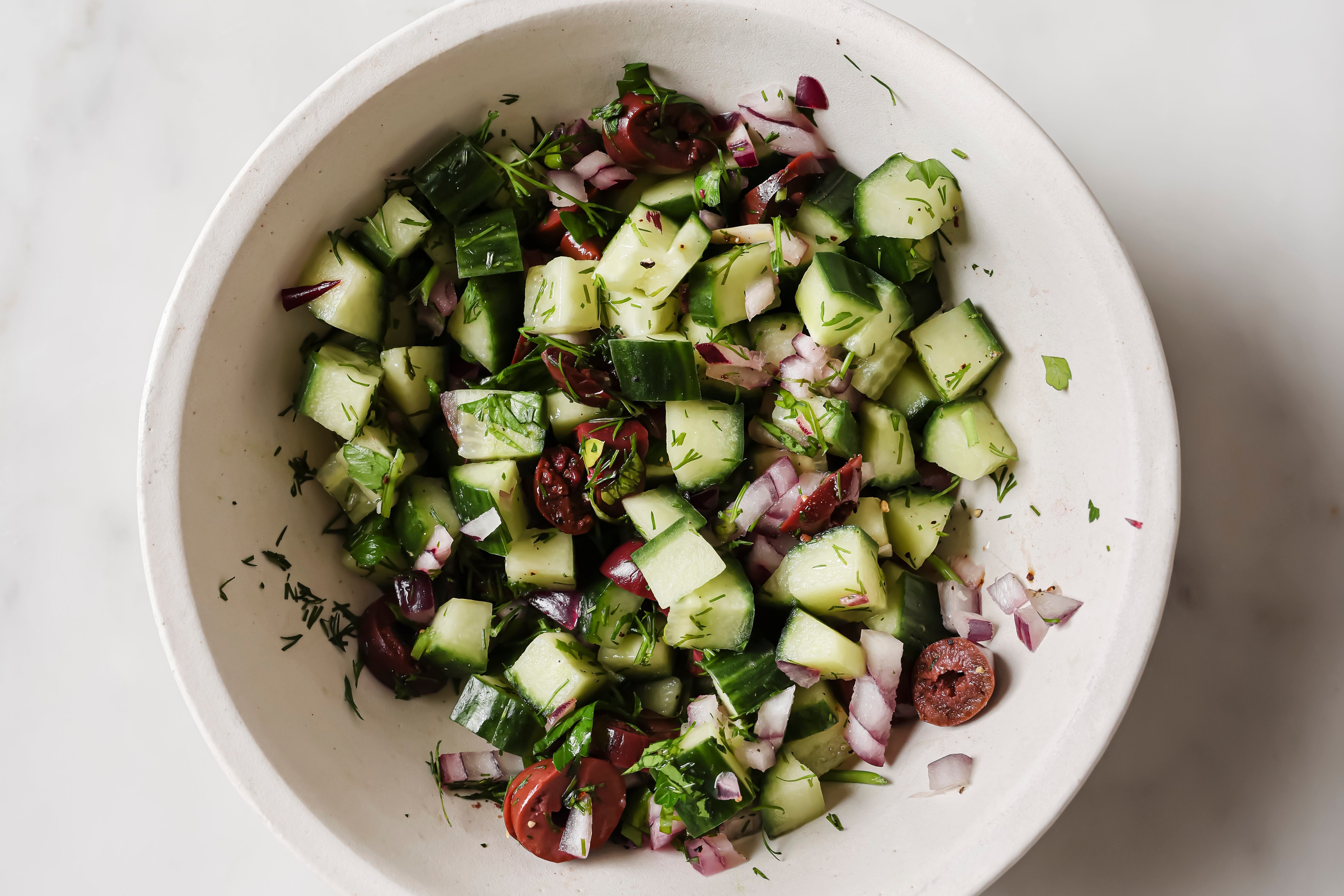 Greek salsa in a bowl.