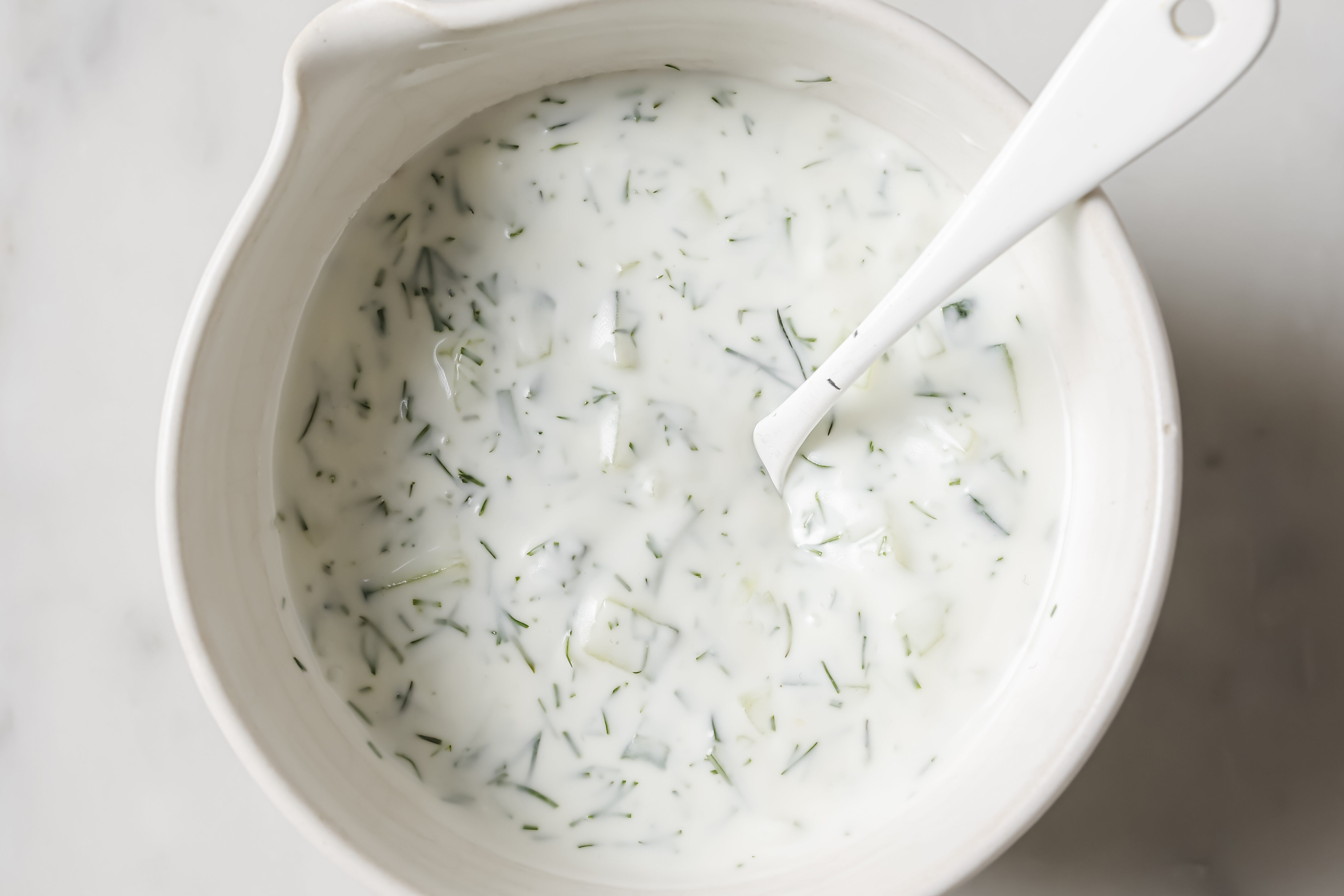Dairy free tzatzik in a bowl