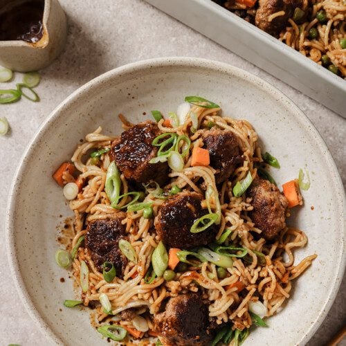 Teriyaki Beef Meatball and Ramen Bake - Unbound Wellness