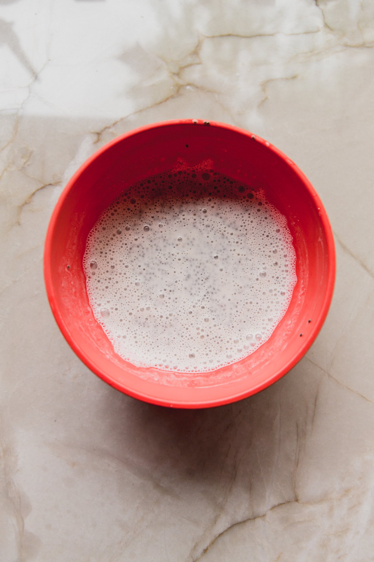 The chia seed mixture after mixing.