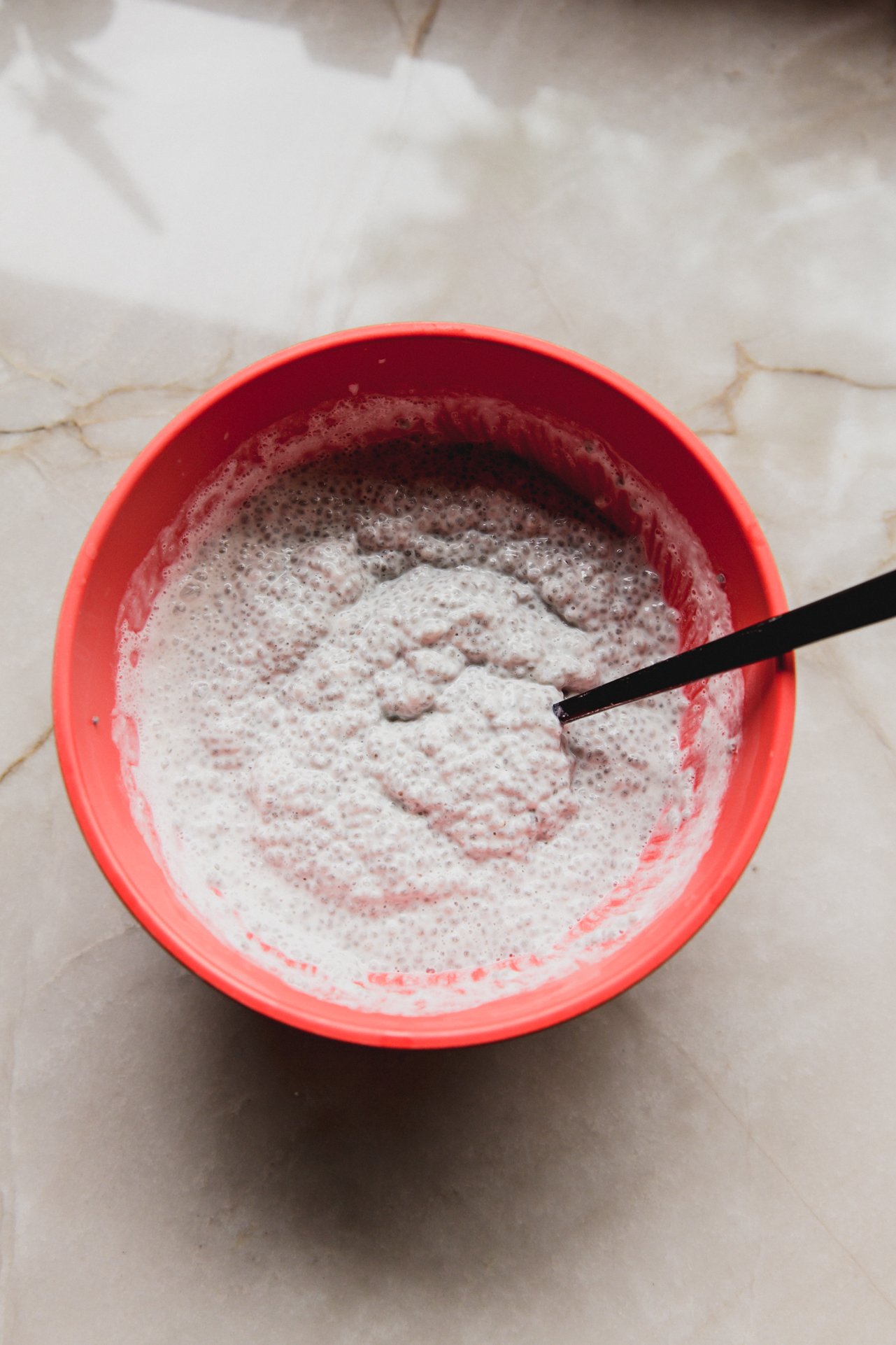 The chia seed pudding after soaking.