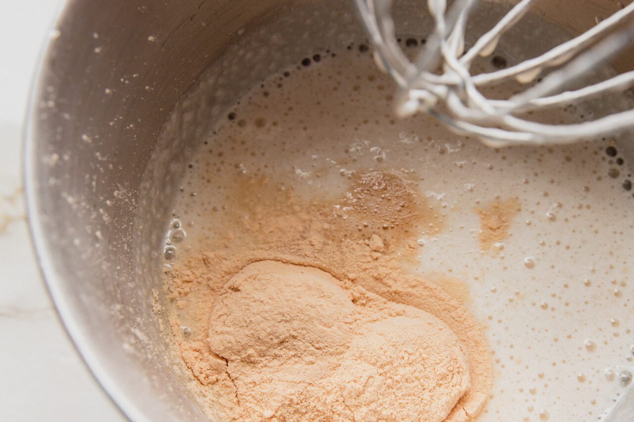 The marshmallow layer ingredients before mixing and whipping.