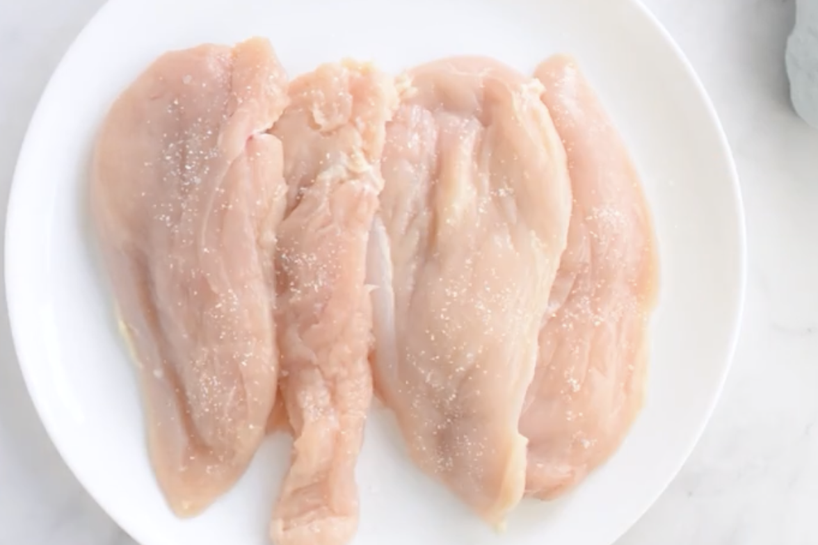Chicken cutlets on a plate.
