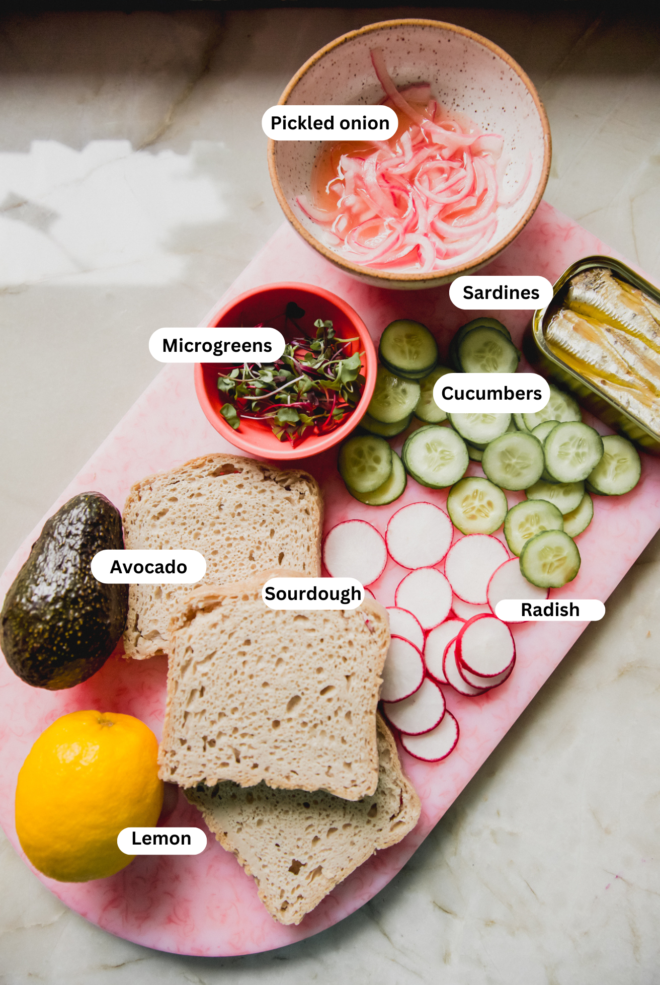 The ingredients for sardine toast all out before making it.