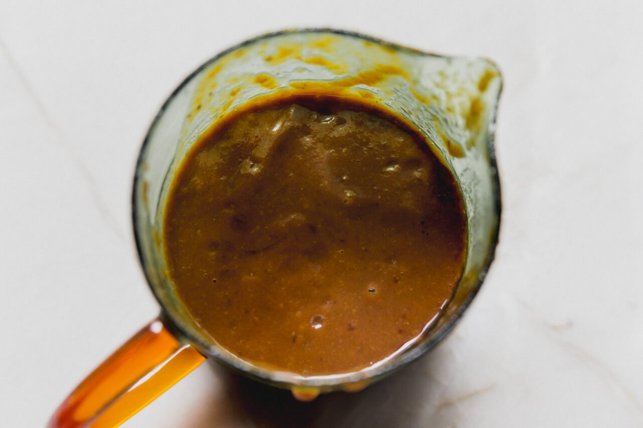 BBQ sauce in a measuring cup.