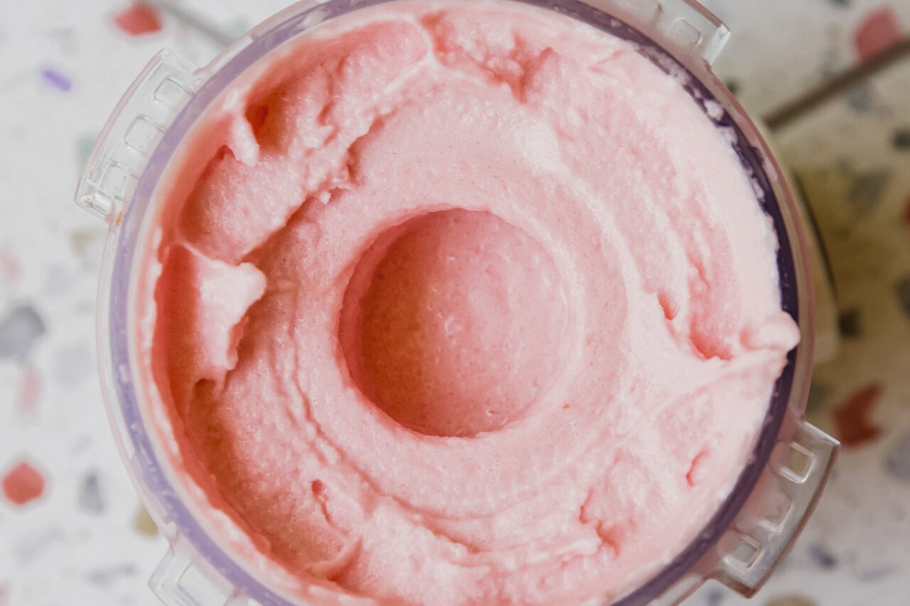 The watermelon dole whip after freezing.