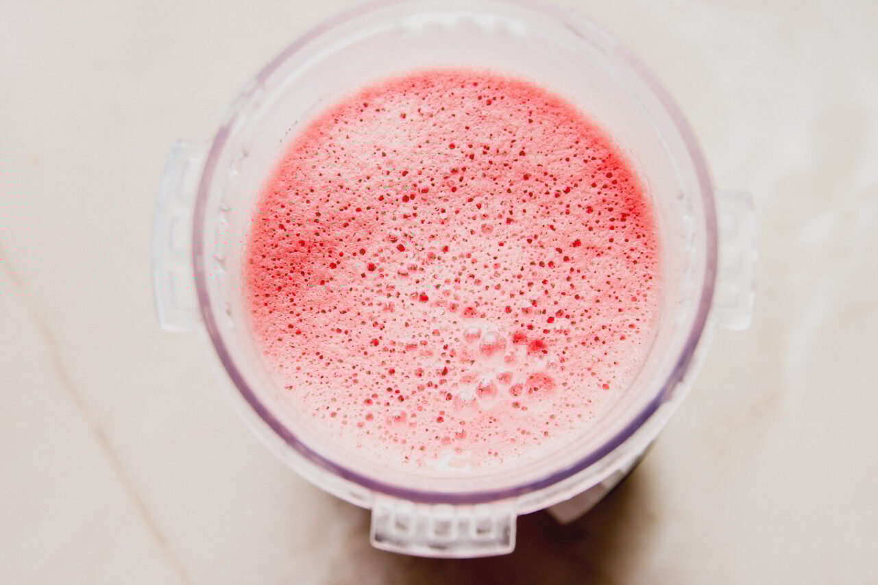 The watermelon dole whip ingredients after blending.