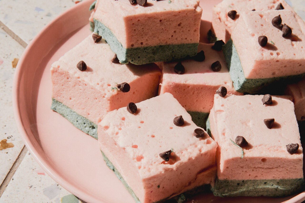The final marshmallows after being sliced up and ready to eat.