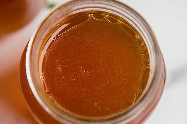 Chicken bone broth in a jar