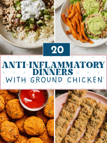 Collage of 4 ground chicken dinners.