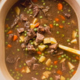 Beef stew fully cooked in the slow cooker